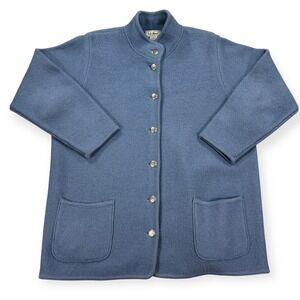 L.L. Bean Sweater Women's 2X Blue 100% Wool Cardigan Button Up Vintage 90s
